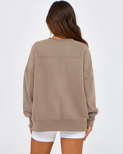 Colorblock Side Slit Sweatshirt Women Casual Pullover Top