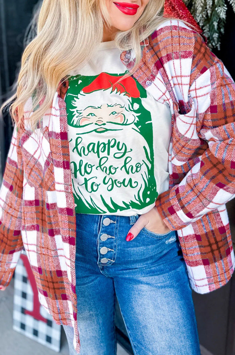 Plaid Shacket Button Down Oversized Shirt Jacket