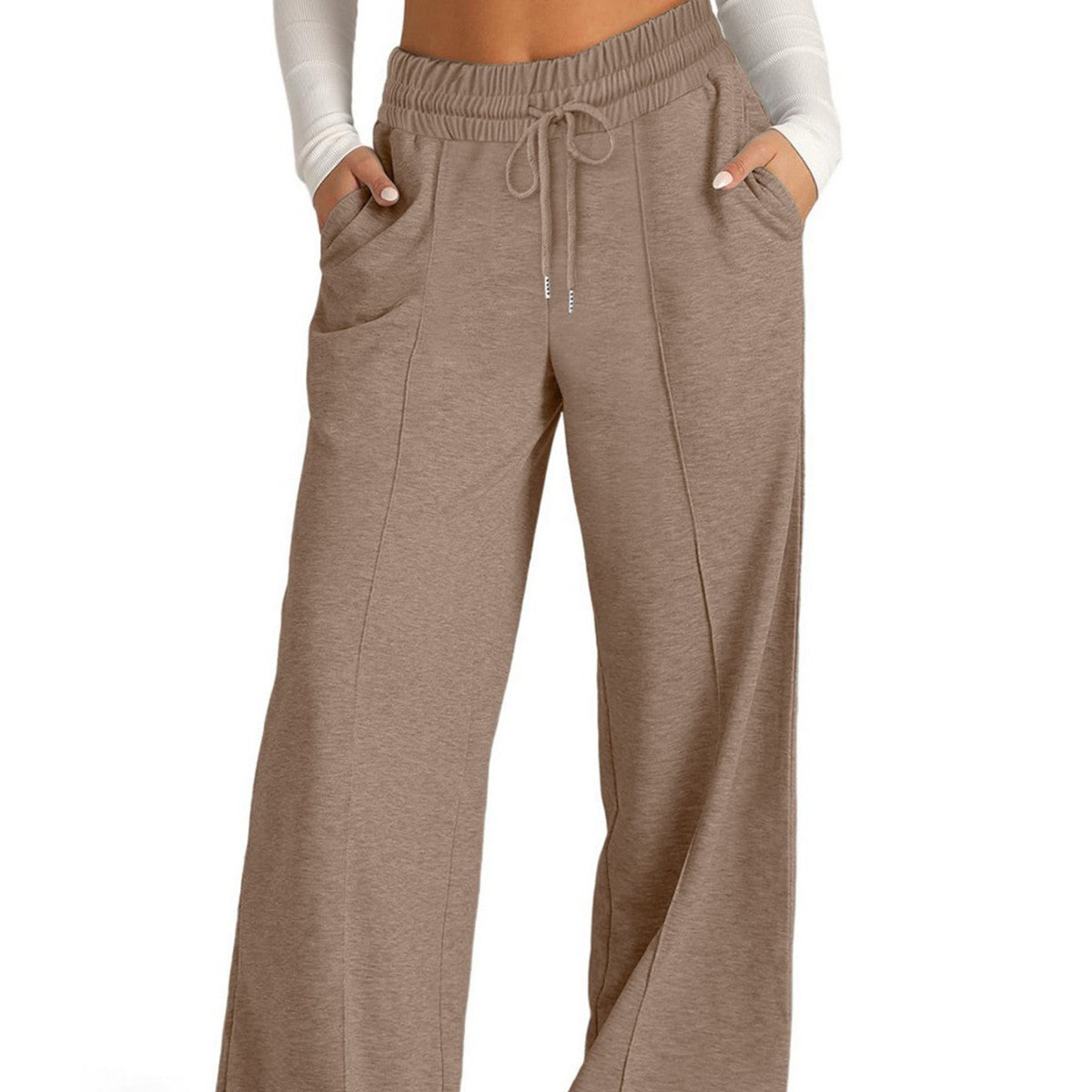 High Waist Drawstring Wide Leg Lounge Pants
