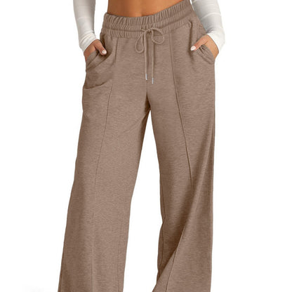 High Waist Drawstring Wide Leg Lounge Pants