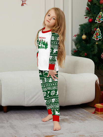 Christmas Deer Letter Striped Parent-child Dress Printed Christmas Pajamas