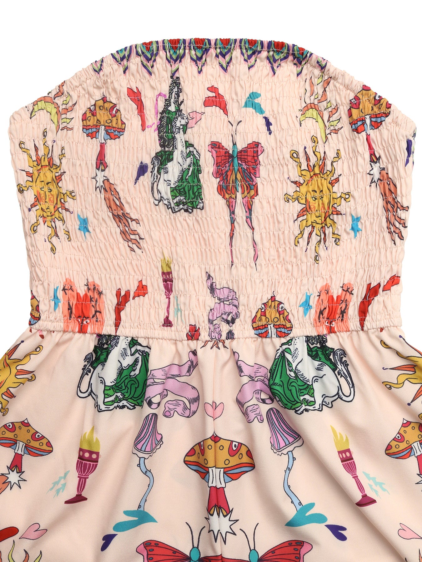 Boho Print Strapless Romper Smocked Tube Beach Outfit