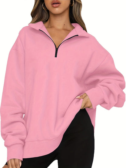 Women's Oversized Half Zip Sweatshirt Long Sleeve Pullover
