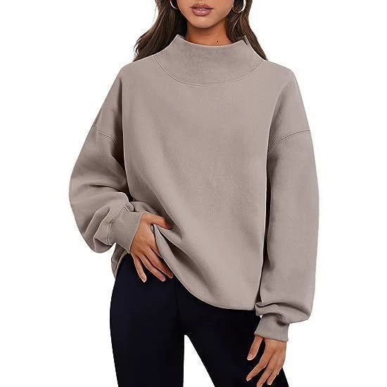 Women's Oversized Mock Neck Sweatshirt Pullover