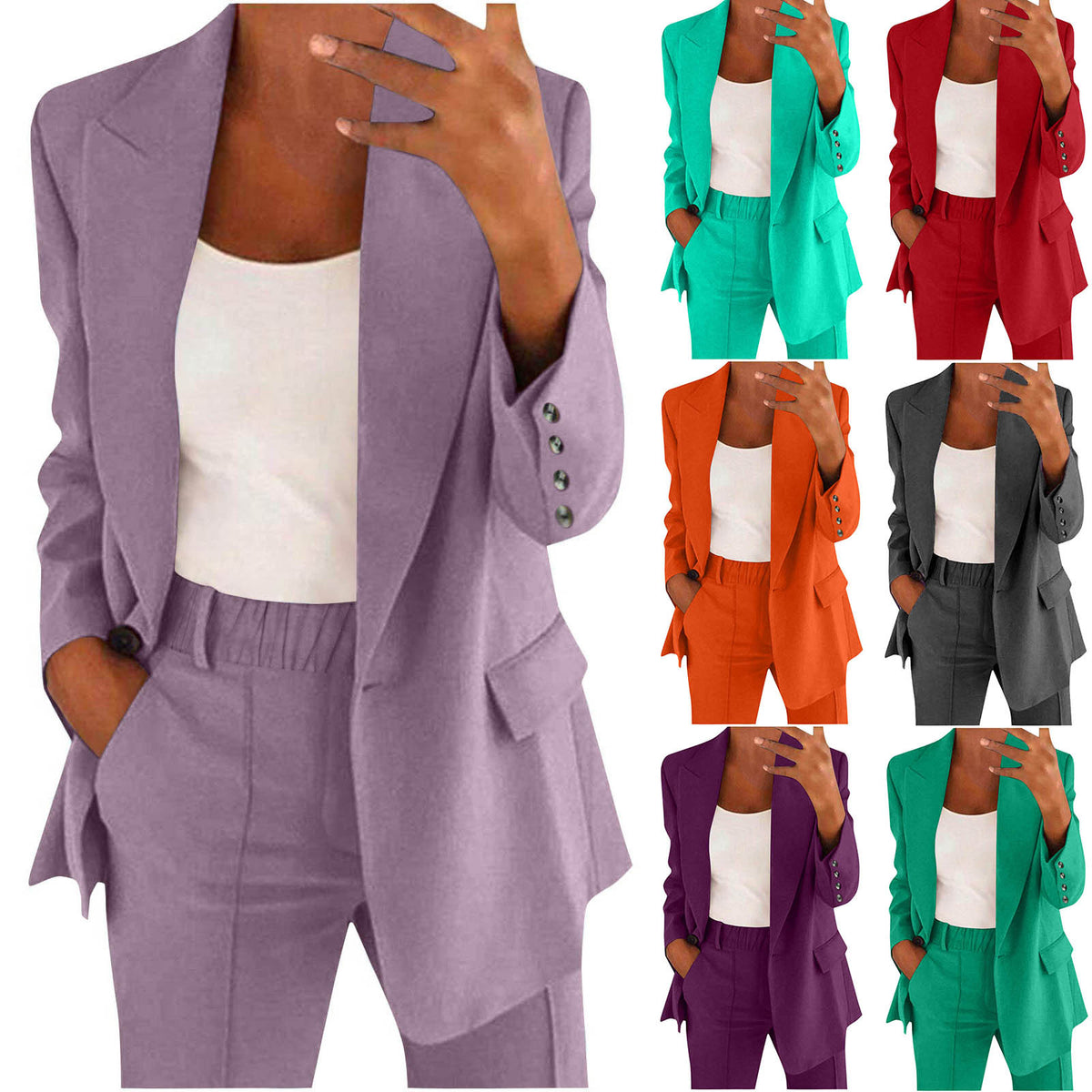 Women's 2 Piece Blazer Pants Set Business Casual Workwear