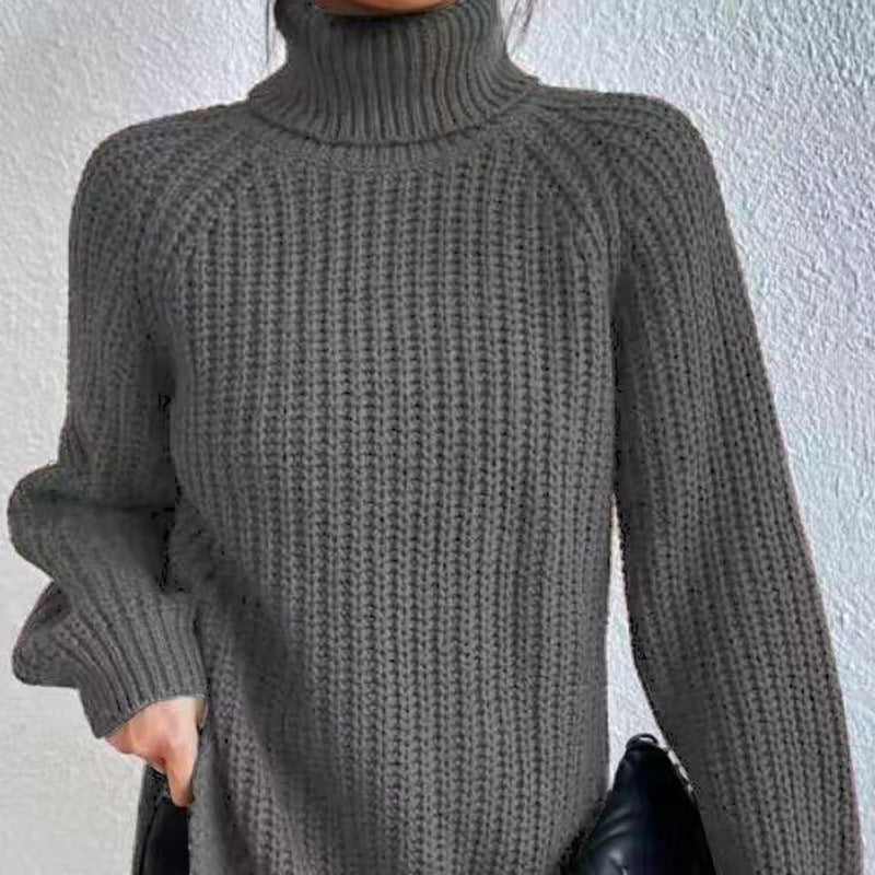 Women's Oversized Chunky Turtleneck Sweater Long Knit