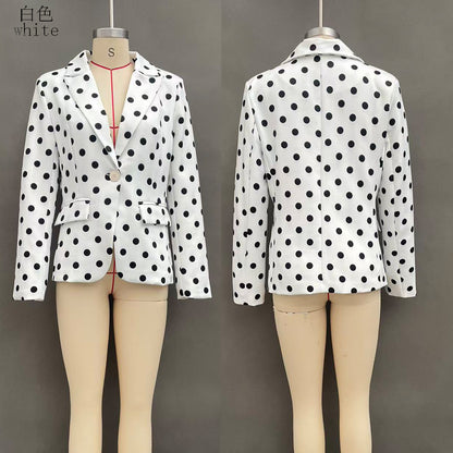 Women's White Polka Dot Tailored Blazer