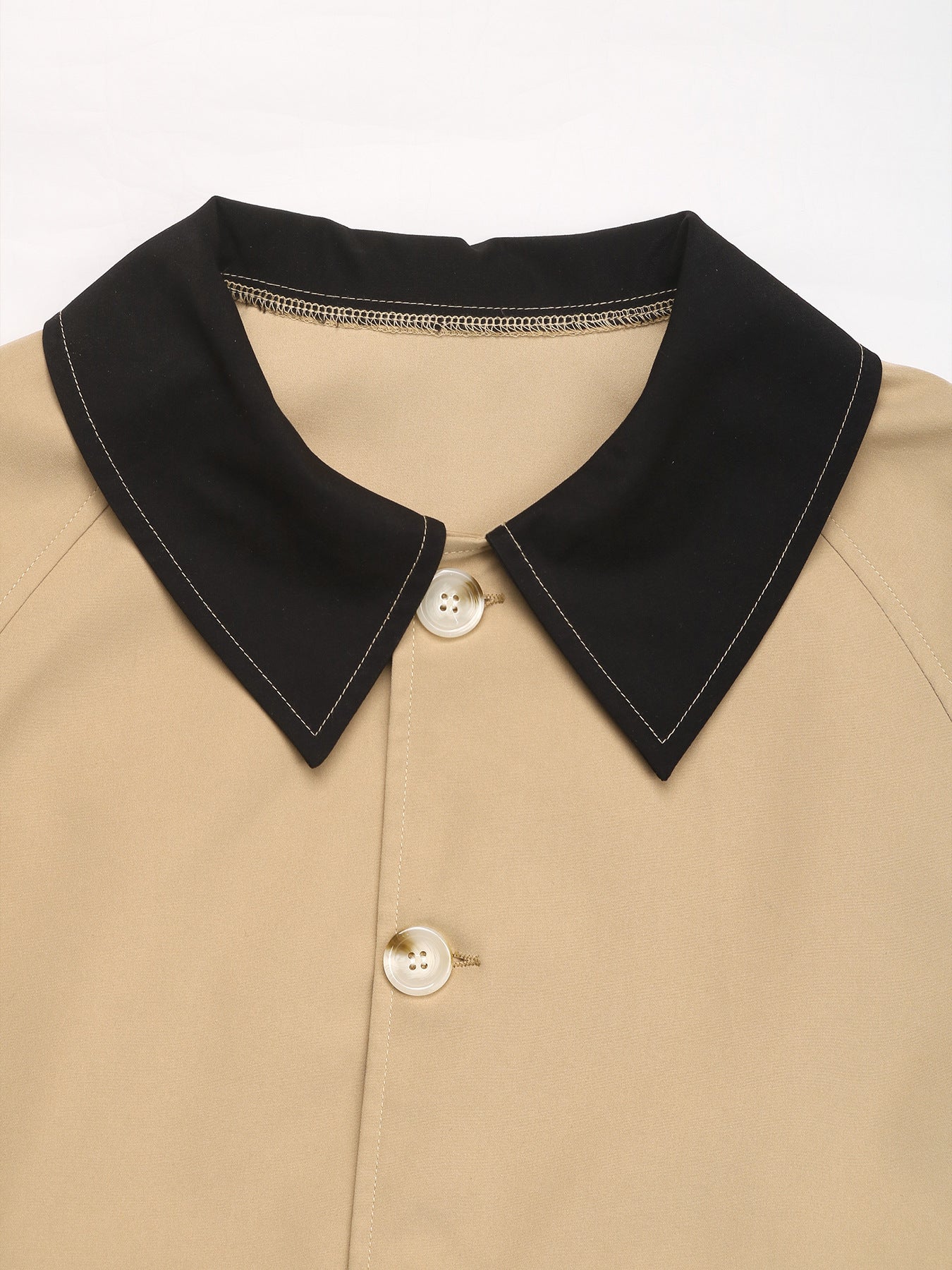 Contrast Collar Cropped Oversized Button Front Jacket