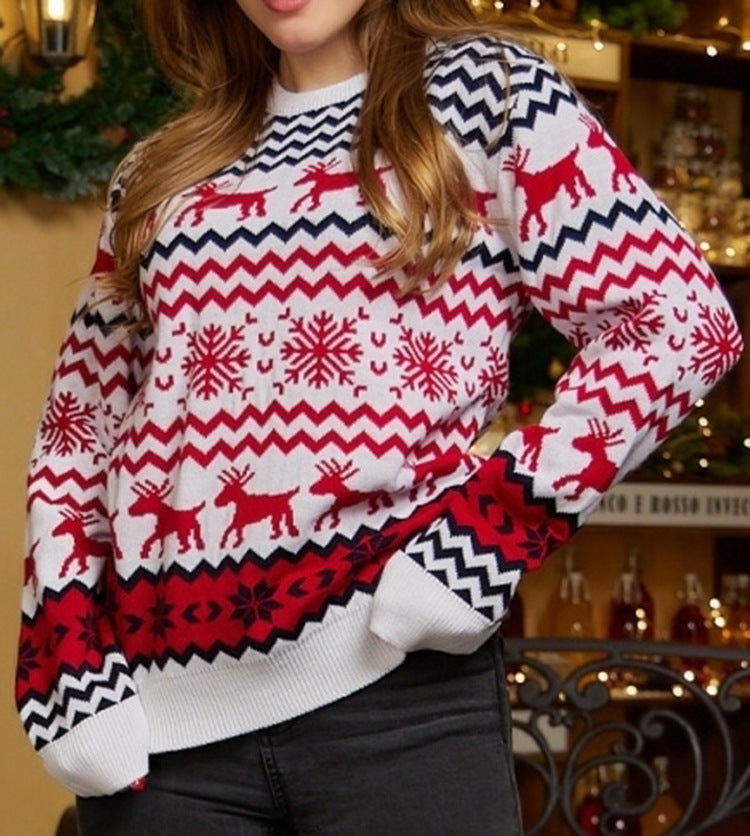 Family Matching Reindeer Christmas Sweater Knit Pullover