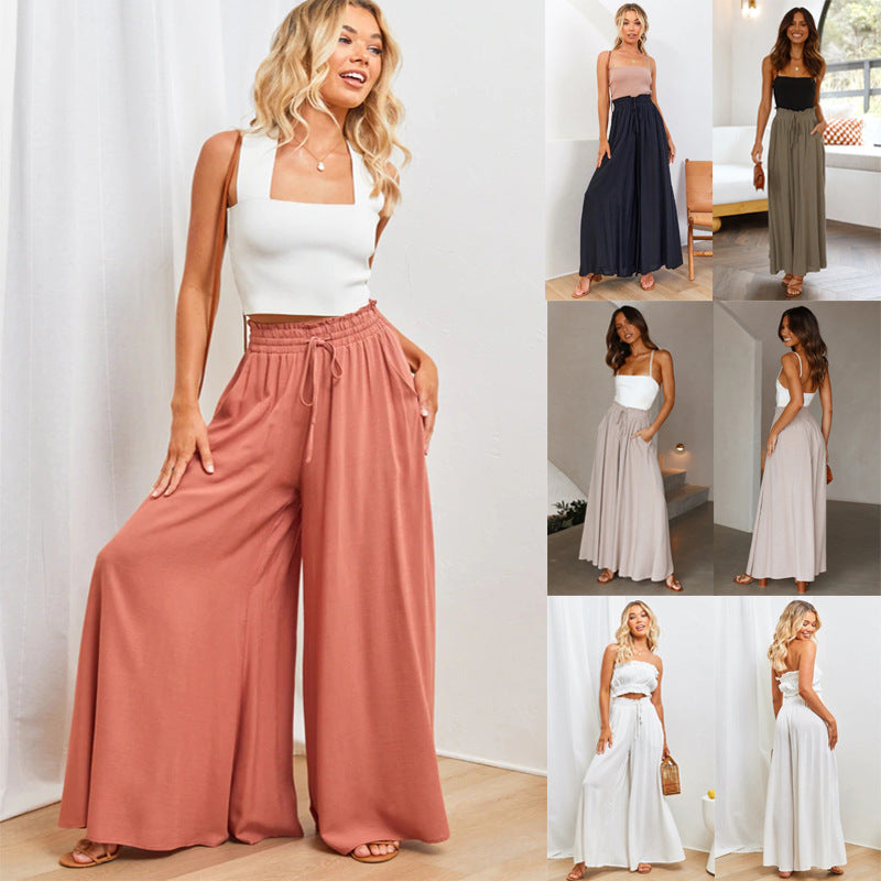 Women's High Waist Palazzo Pants Wide Leg Casual Summer