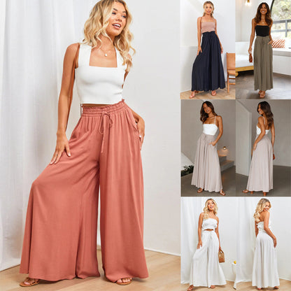 Women's High Waist Palazzo Pants Wide Leg Casual Summer