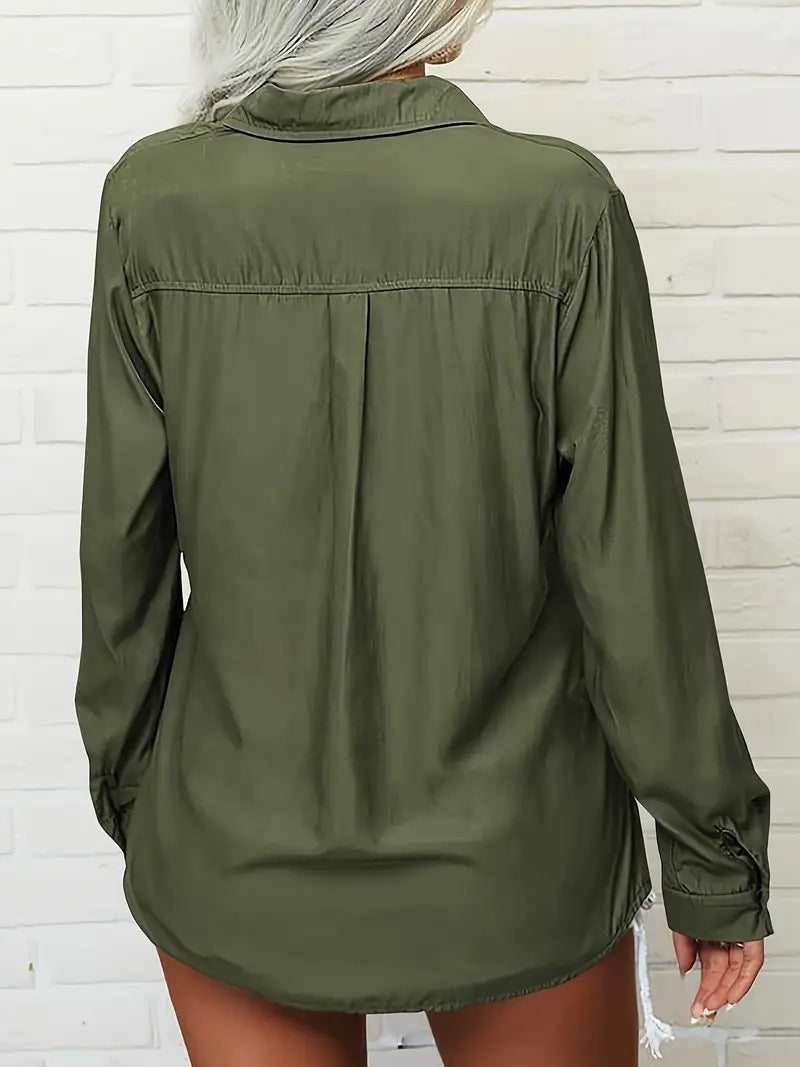 Women's Oversized Button Down Shirt Long Sleeve Collared