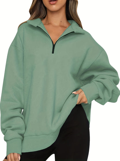 Women's Oversized Half Zip Sweatshirt Long Sleeve Pullover