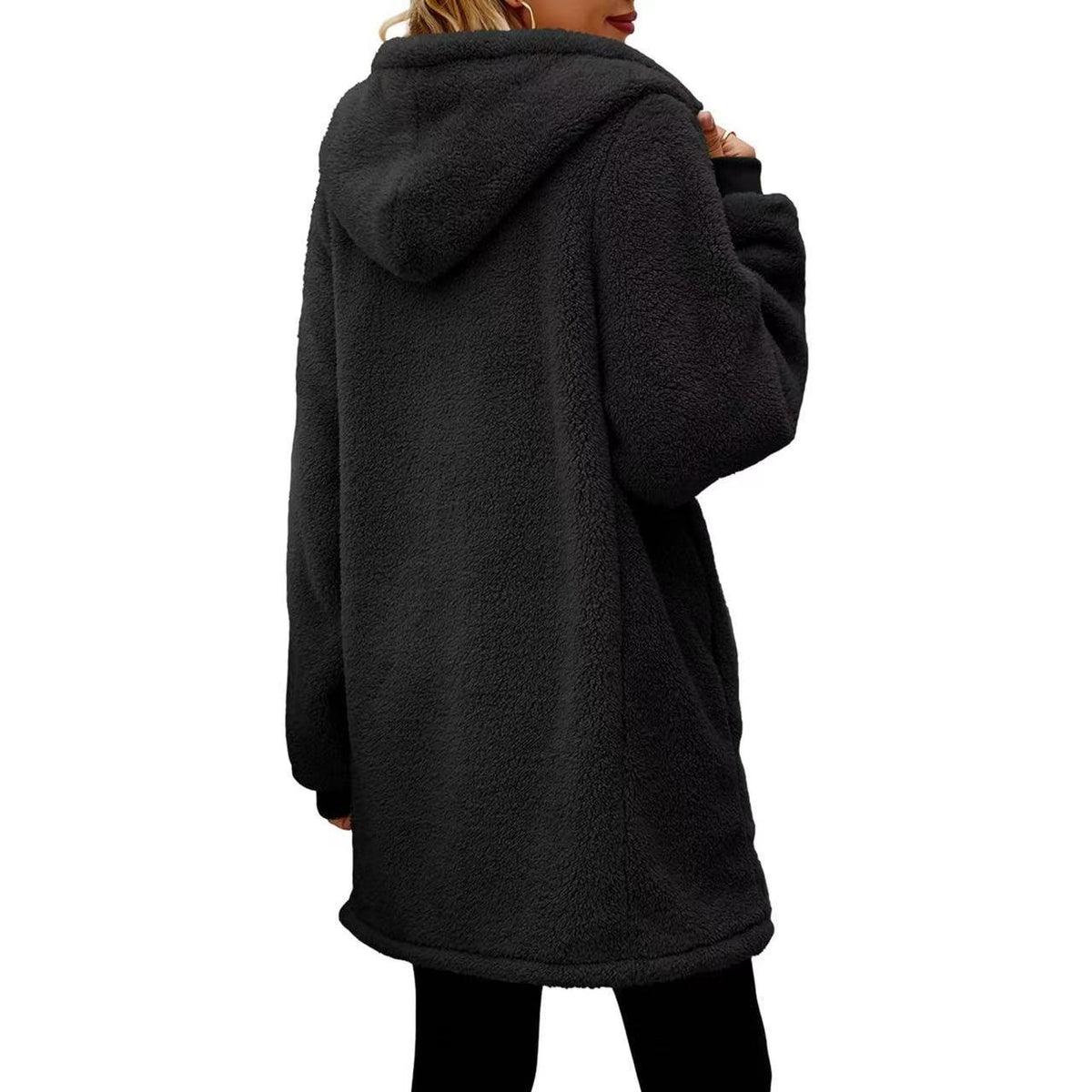 Women's Oversized Sherpa Hooded Zip Up Jacket