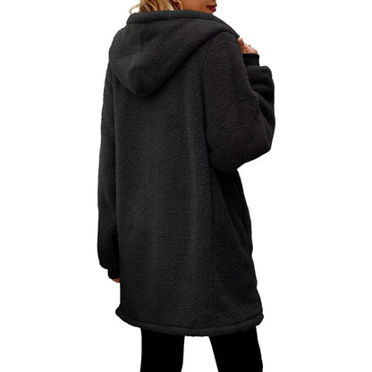 Women's Oversized Sherpa Hooded Zip Up Jacket