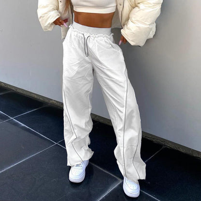 Women's High Waisted Parachute Pants Drawstring Wide Leg