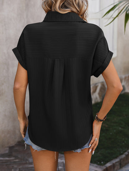 Solid textured button down shirt with relaxed fit