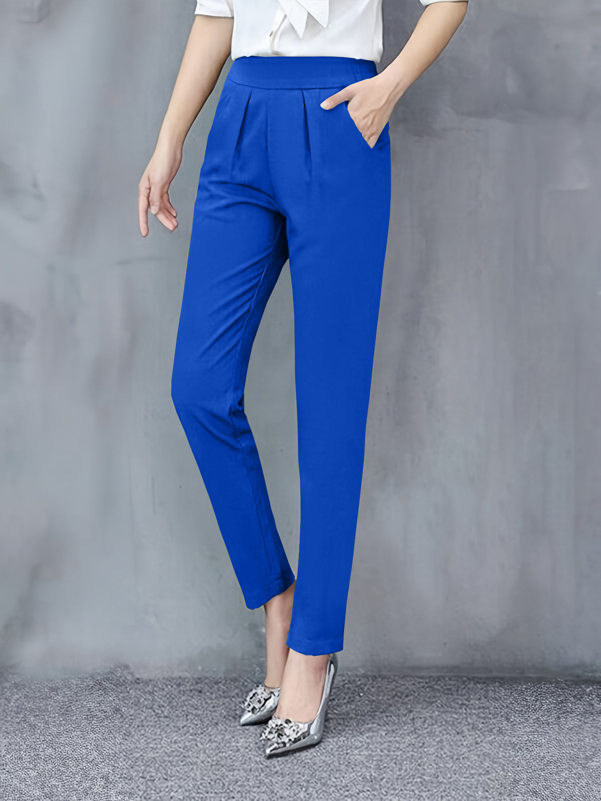 Women's Slim Fit Ankle Length Dress Pants with Pockets