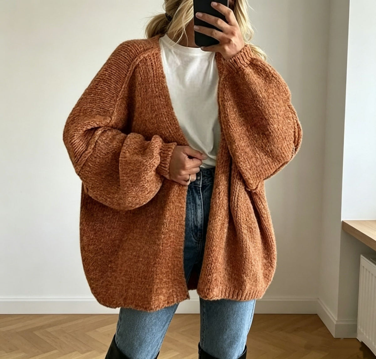 Women's Oversized Chunky Knit Open Front Cardigan