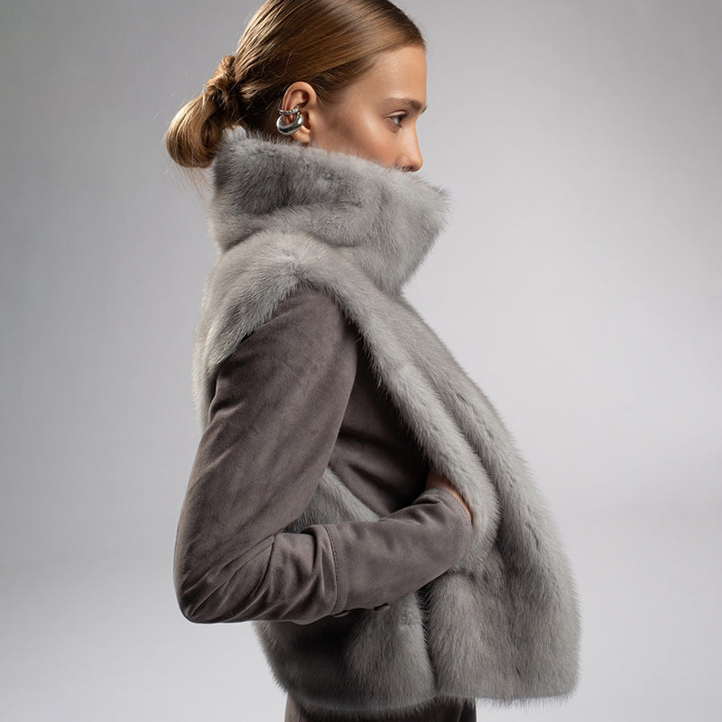 Women's Faux Fur Turtleneck Vest Sleeveless
