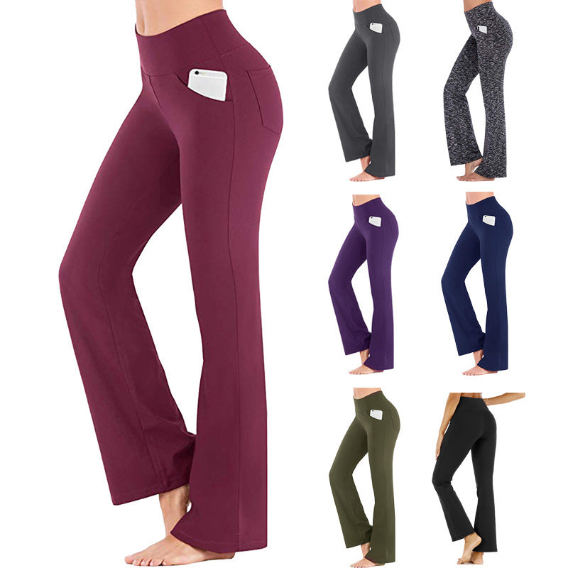 Womens High Waisted Flare Yoga Pants Stretchy with Pockets