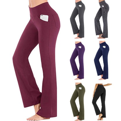 Womens High Waisted Flare Yoga Pants Stretchy with Pockets