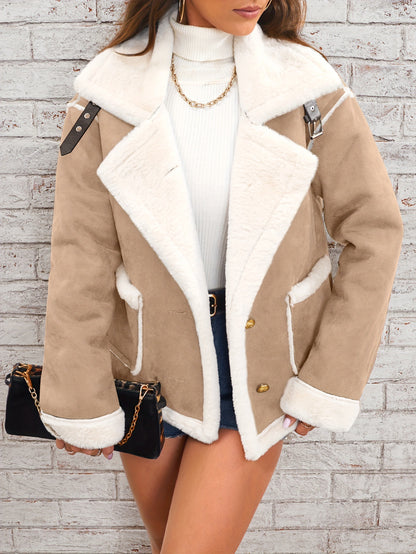 Women's Faux Fur Lapel Jacket Oversized Winter Coat