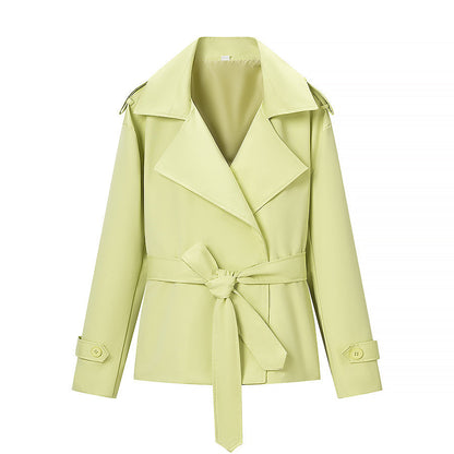Women's Belted Cropped Lapel Jacket Blazer