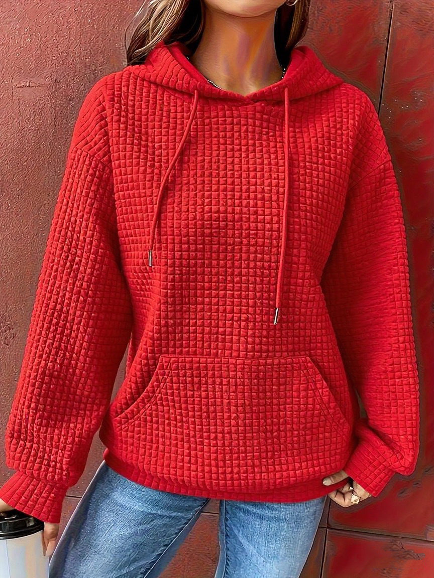 Women's Waffle Oversized Hoodie Casual Long Sleeve Pullover
