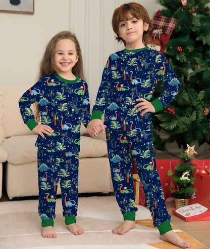 Printed Family Parent-Child Boys and Girls European Dinosaur Christmas Pajamas