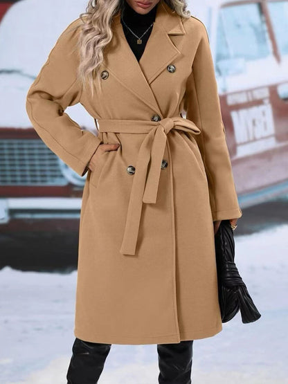 Women's Oversized Long Belted Double Breasted Winter Coat
