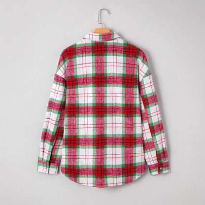 Plaid Shacket Button Down Oversized Shirt Jacket