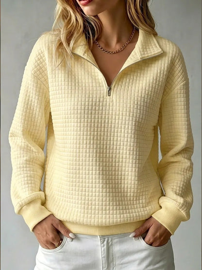 Women's Oversized Waffle Half Zip Pullover Sweatshirt