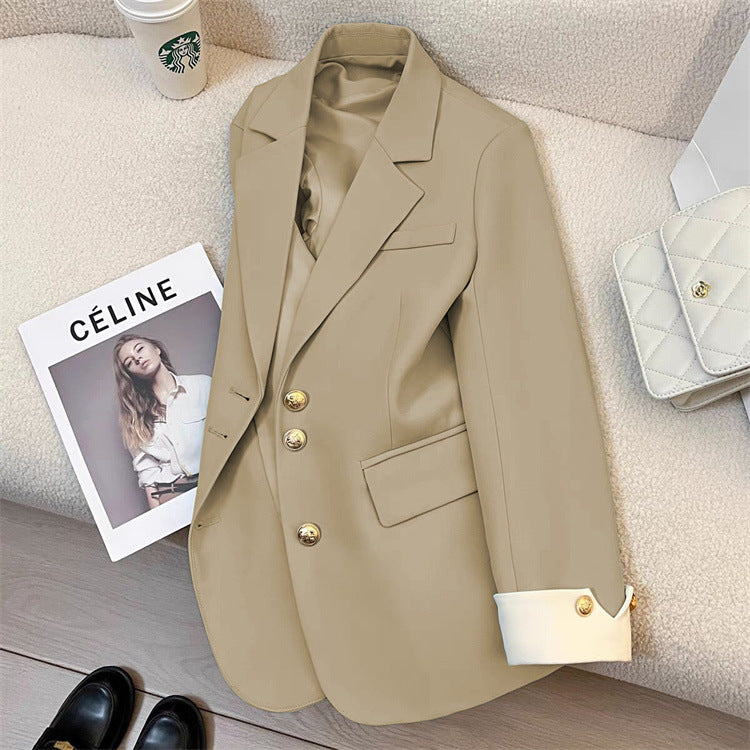 Women's Blazer with Contrast Cuffs Single Breasted
