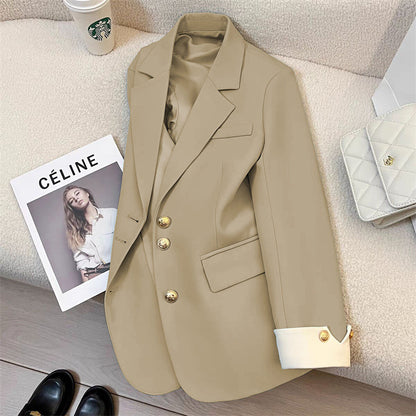 Women's Blazer with Contrast Cuffs Single Breasted