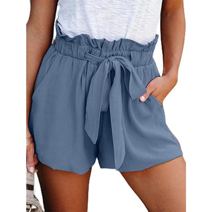 Women's High-Waisted Tie Waist Shorts – Casual Loose Summer Shorts