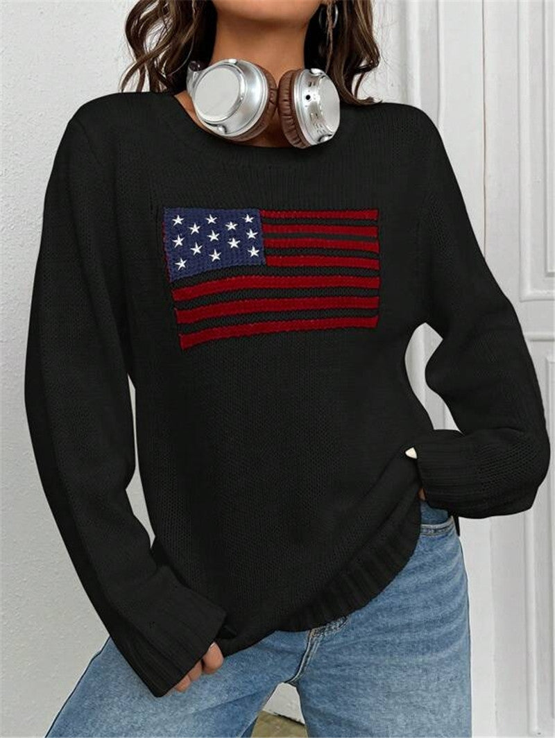 Women's American Flag Oversized Knit Sweater