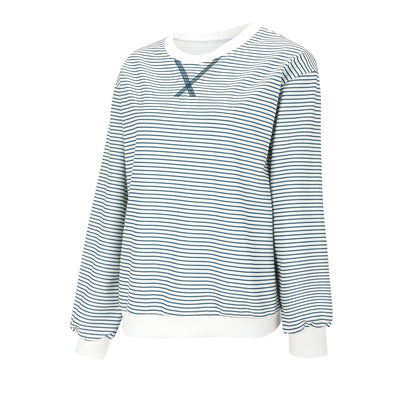 Women's Striped Oversized Color Block Long Sleeve Top