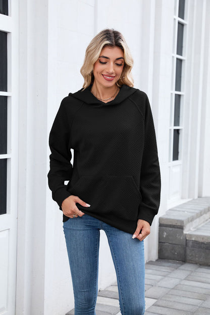 Women's Oversized Textured Hoodie Pullover with Pocket