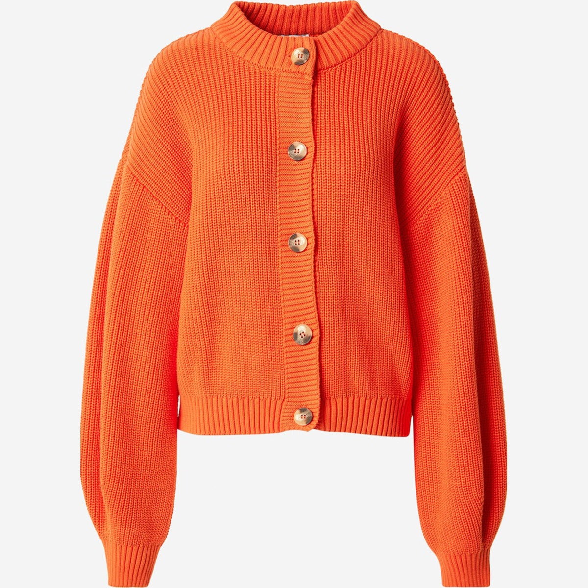 Women's Cropped Cardigan Button Front Orange Knit Sweater