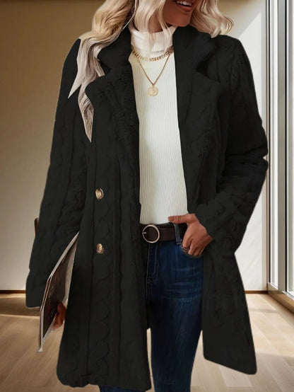 Women's Double Breasted Wool Blend Mid-Length Coat
