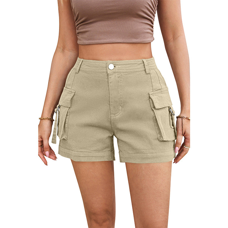Women's High-Waisted Utility Cargo Shorts with Pockets – Trendy Summer Streetwear