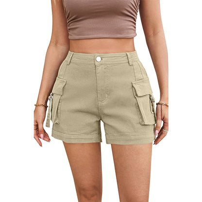 Women's High-Waisted Utility Cargo Shorts with Pockets – Trendy Summer Streetwear