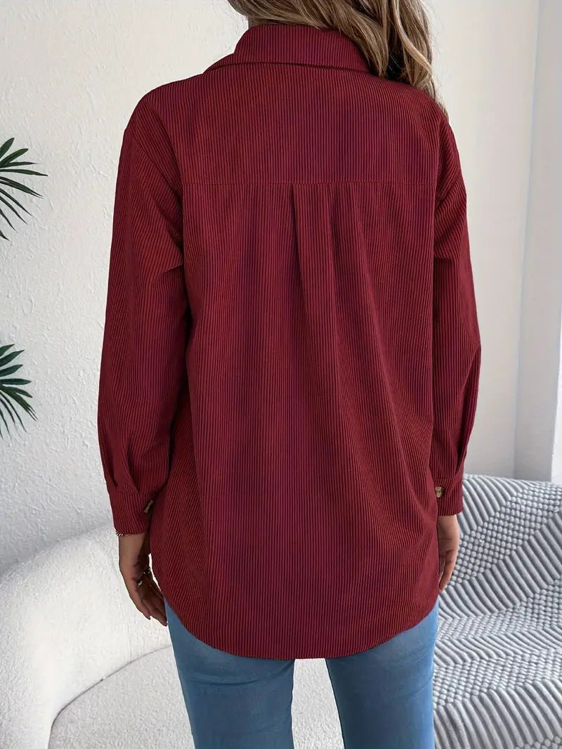 Women's Corduroy Shacket Oversized Button Down Shirt