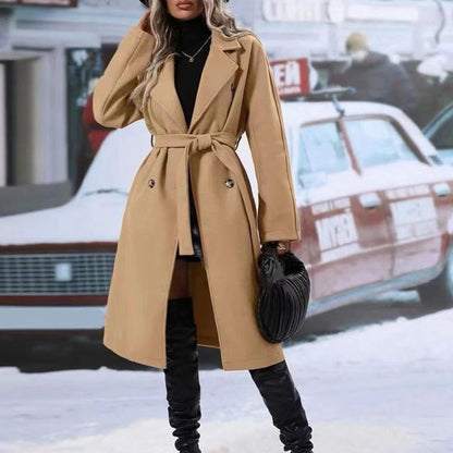 Women's Oversized Long Belted Double Breasted Winter Coat