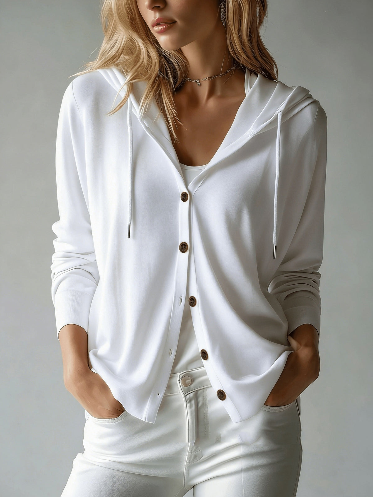 Women's Hooded Tencel Cardigan Lightweight Soft Knit Top
