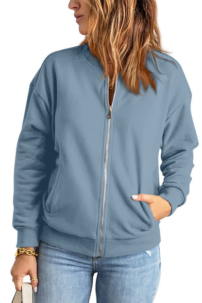 Women's Oversized Zip Up Bomber Jacket Casual