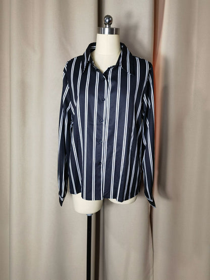Women's Striped Long Sleeve Business Casual Shirt