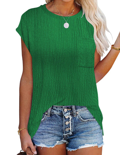 Casual Crew Neck T-Shirt with Pocket