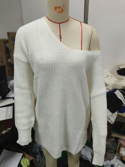Women's Off Shoulder Chunky Knit Oversized Sweater Dress